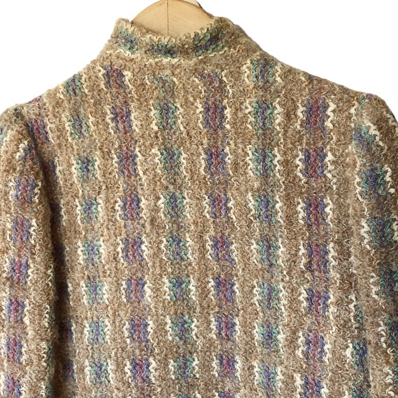 VTG DonnKenny Separates Lambswool Blend Woven Knit Sweater Coat 8/M Neut… - Picture 7 of 14